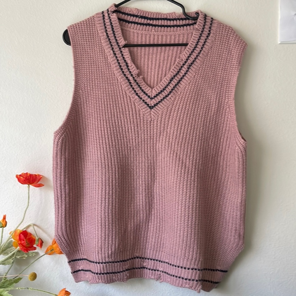 V neck vintage vest sweater
